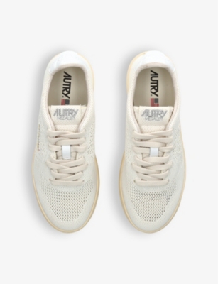 Autry Womens White Easeknit Panelled Mesh Low-top Trainers In White