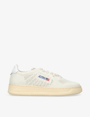 Autry Womens White Easeknit Panelled Mesh Low-top Trainers In White