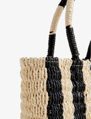 Shop Whistles Women's Cream Tillie Mini Stripe-print Straw Tote Bag