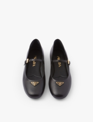 Brand-plaque leather Mary Jane courts