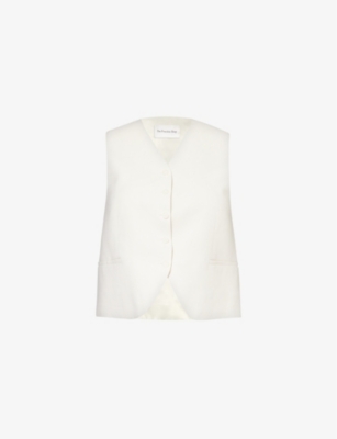 The Frankie Shop Womens White Chelsea Twill Waistcoat