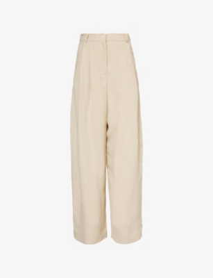 THE FRANKIE SHOP: Piper pleated-front high-rise wide-leg twill trousers