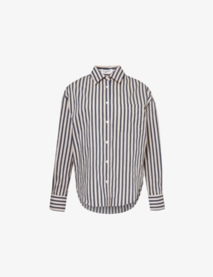 THE FRANKIE SHOP: Lui stripe-print cotton-blend shirt