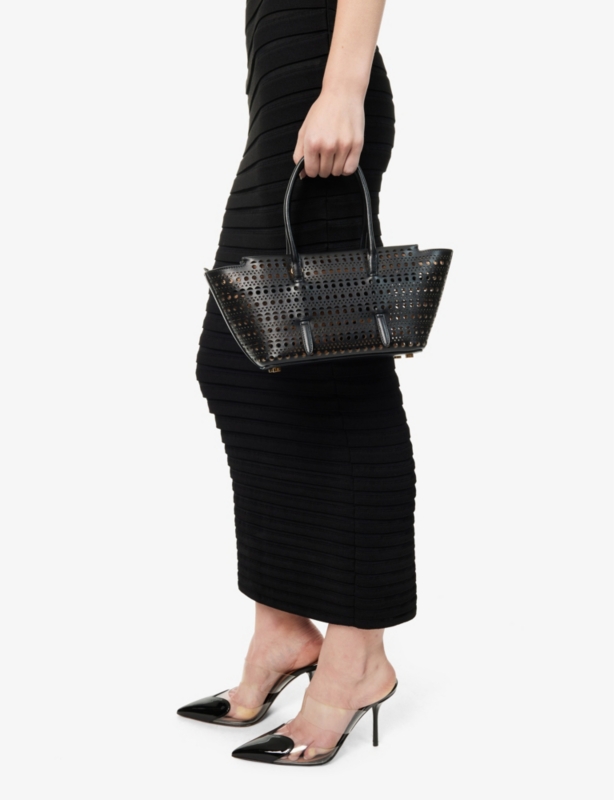 Mina 20 cut-out leather top-handle bag