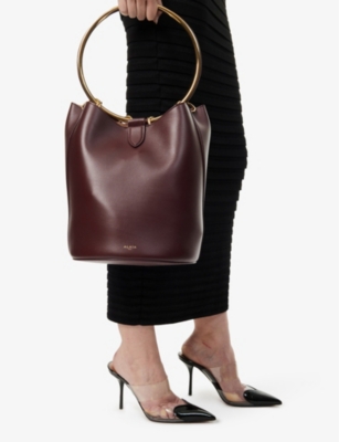 Shop Alaïa Alaia Women's Chocolat Ring Leather Shoulder Bag