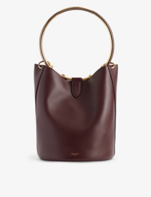 Shop Alaïa Alaia Women's Chocolat Ring Leather Shoulder Bag