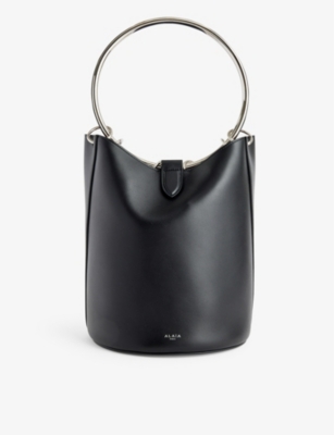 Alaïa Alaia Womens Noir Ring Leather Shoulder Bag