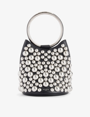 Alaïa Alaia Noir Ring Mini Sphere-embellished Leather Bag In Black
