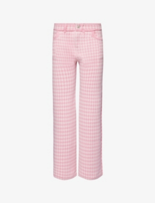 Shop Barrie Women's Cherry Blossom Straight-leg High-rise Cashmere And Cotton-blend Trousers