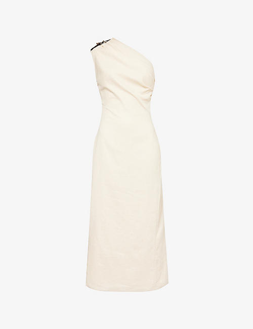 16 ARLINGTON: Adelaide buckle-embellished woven maxi dress