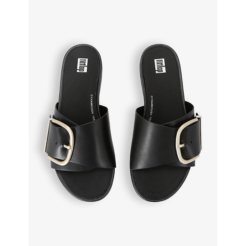 Shop Fitflop Women's Black Gracie Buck-embellished Leather Sandals
