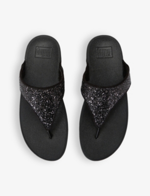 Fitflop Lulu Glitter Flip Flop In Black