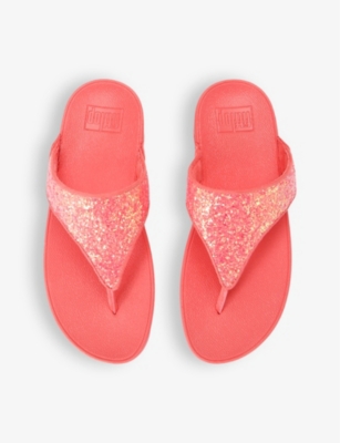 Shop Fitflop Women's Fuchsia Lulu Glitter Rhinestone-embellished Woven Sandals