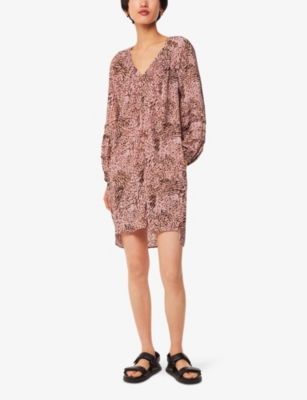 Whistles Womens Multi-coloured Animal Swirl Cocoon Woven Mini Dress In Multi-coloured