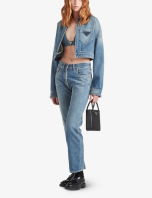 Shop Prada Five-pocket High-rise Straight-leg Jeans In Blue