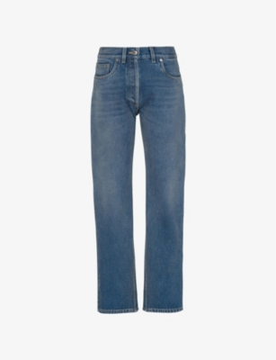 Shop Prada Five-pocket High-rise Straight-leg Jeans In Blue