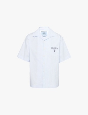 PRADA: Striped short-sleeved cotton shirt