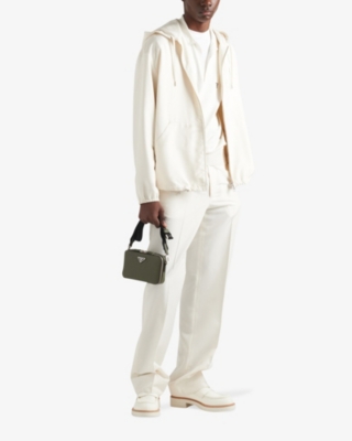 Prada Mens Green Brique Leather Shoulder Bag In Brown