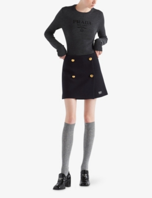 Prada Superfine Wool Crew-neck Sweater In Grey