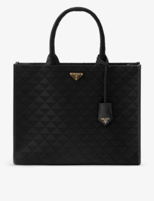 Shop Prada Womens  Symbole Large Woven Tote Bag In Black