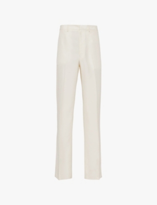 PRADA: Wide-leg mid-rise silk trousers