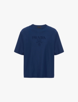 PRADA: Brand-embossed oversized-fit cotton-jersey T-shirt