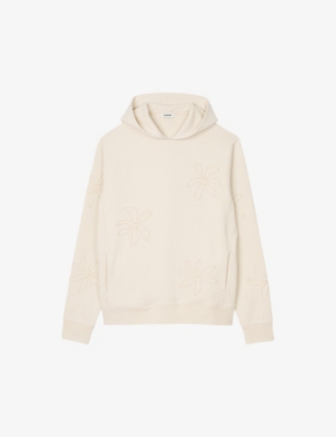SANDRO: Flower-embroidered relaxed-fit cotton hoody