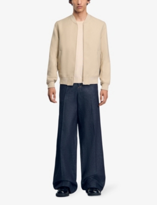 SANDRO: Regular-fit ribbed-collar wool-blend bomber jacket