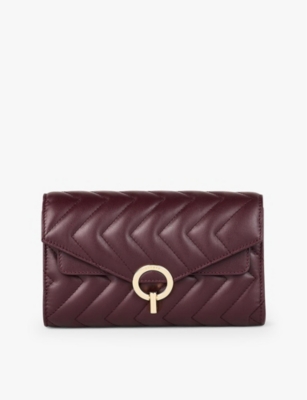 Shop Sandro Womens Rouges Yza Quilted Leather Clutch Bag