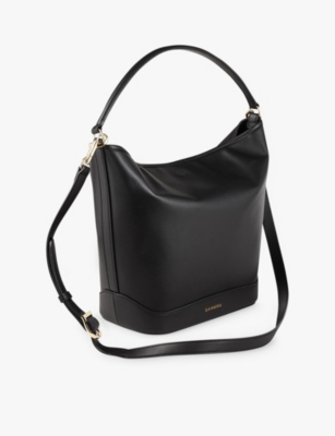 Sandro Womens  Removable-strap Slouchy Leather Shoulder Bag In Noir / Gris