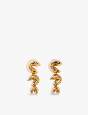 MAJE: Fortune cookie gold-plated recycled-brass drop earrings