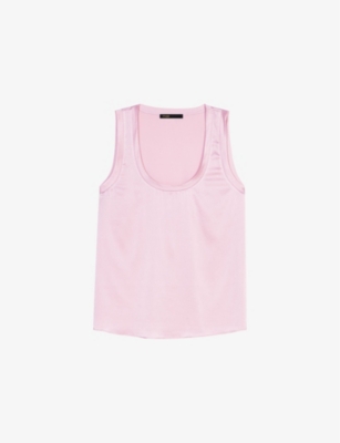 Maje Womens Roses Round-neck Relaxed-fit Stretch-silk Top In Roses