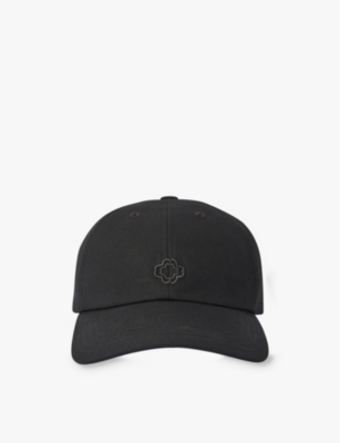 Maje Womens  Clover-embroidered Cotton Baseball Cap In Noir / Gris