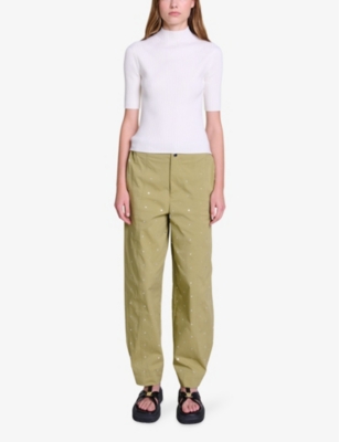 MAJE: High-neck short-sleeve stretch-cotton jumper