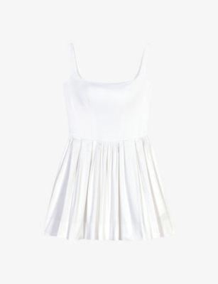 Maje Womens Blanc Square-neck Sleeveless Stretch-woven Mini Dress In Blanc