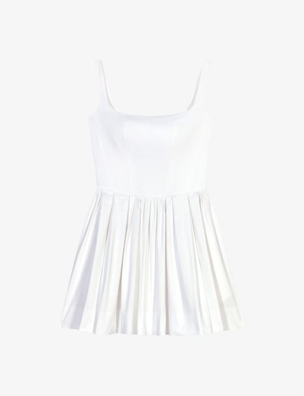 Square-neck sleeveless stretch-woven mini dress