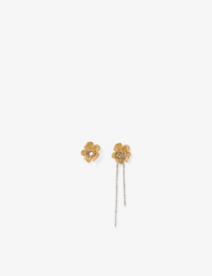 Maje Womens Flower Gold-tone Brass Drop Earrings In Gold