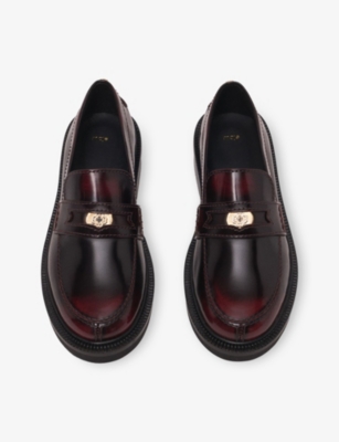 MAJE: Coin-embellished slip-on leather loafers