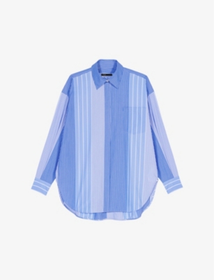 MAJE: Relaxed-fit long-sleeve striped cotton shirt