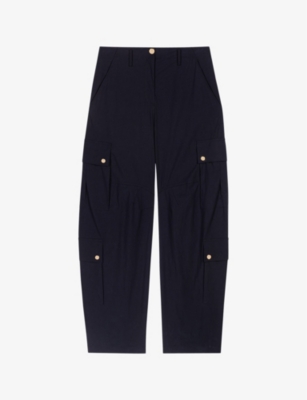 Maje Womens Bleus Patch-pocket Mid-rise Stretch-cotton Cargo Trousers