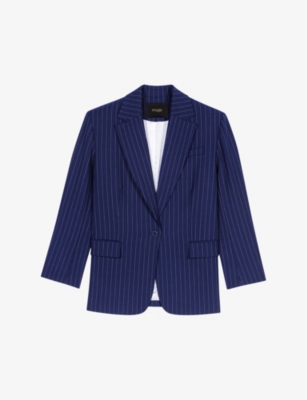 MAJE: Padded-shoulder relaxed-fit striped stretch-wool blazer