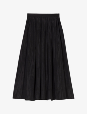 MAJE: Flared-skirt high-rise woven maxi skirt