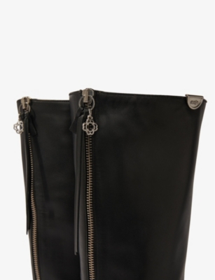 Maje 70mm Leather Boots In Noir / Gris
