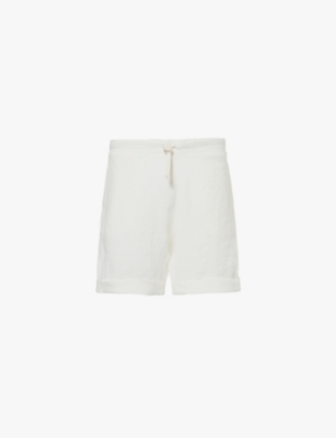 Marane Mens Off-white Folded-cuff Drawstring-waist Linen Shorts