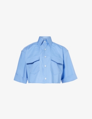 WOERA: Safari patch-pocket cropped cotton shirt