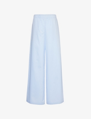 WOERA: Split-hem wide-leg mid-rise cotton trousers
