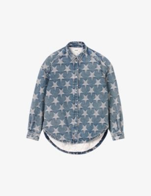 Womens star print denim shirt sales