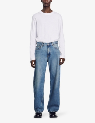 SANDRO: Faded-wash straight-leg relaxed-fit jeans