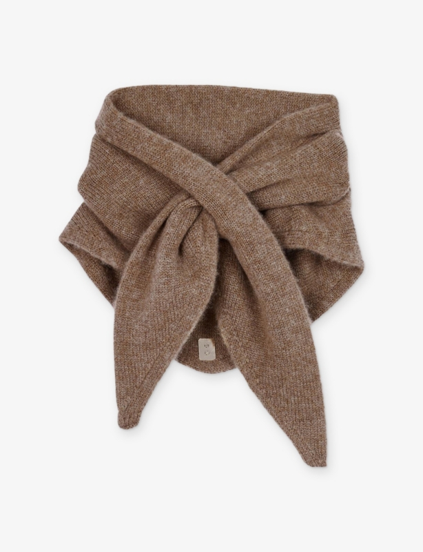 Striped knitted wool and cashmere scarf