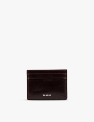 Shop Sandro Womens Branded Four-slot Leather Card Holder Rouges